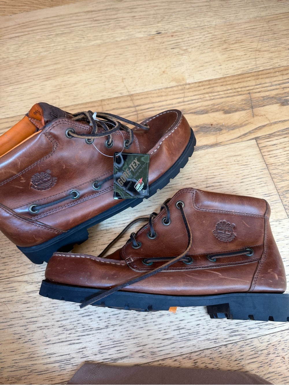 Timberland Men's Tan/Brown Leather Moc Toe Boots